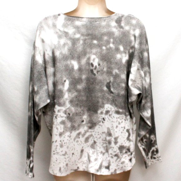 Liquid by SIONI Gray & Ivory Nylon Viscose & Wool  Oversized Sweater M - Picture 8 of 8
